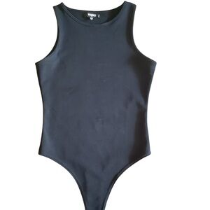 Missguided + Black Bodysuit with High-Leg Design